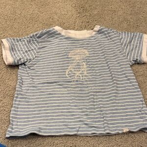 Kids' Short-Sleeve Striped Tee with Jellyfish Graphic - Blue & White